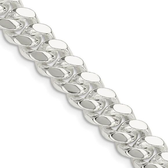 Men's 9mm Sterling Silver Solid Miami Curb Chain Necklace 28 Inch